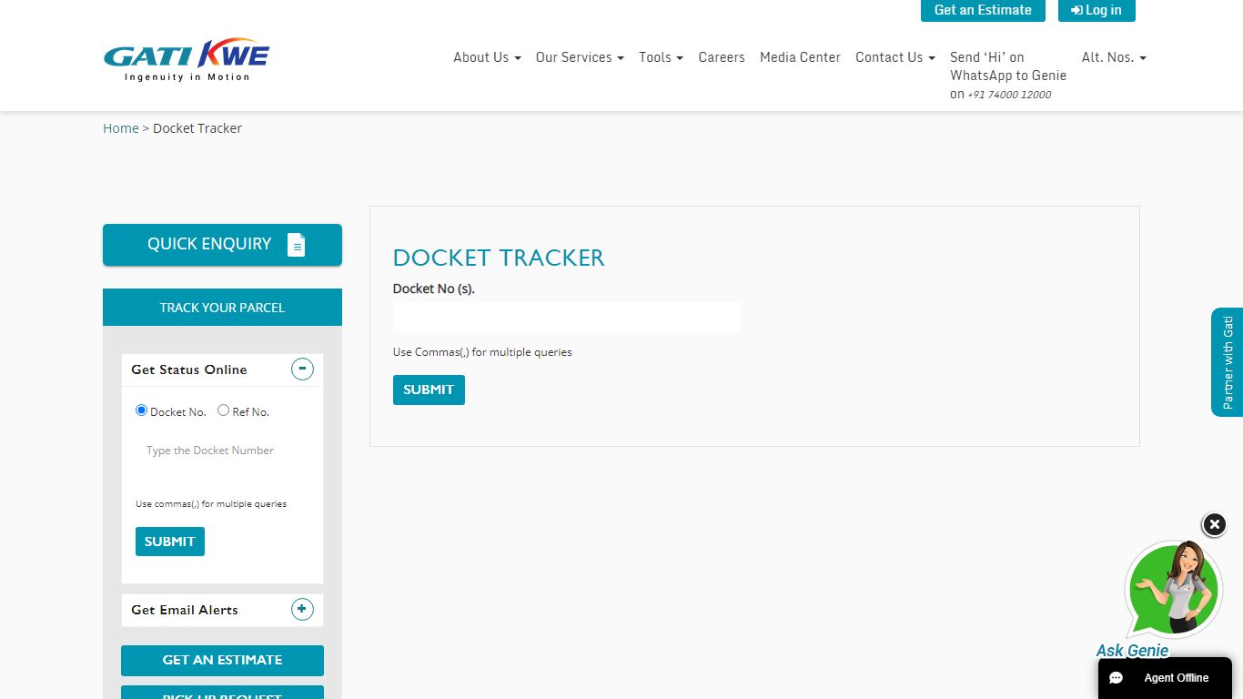 Docket Tracker - GATI-KWE - GATI-KWE - A leading Express Distribution ...